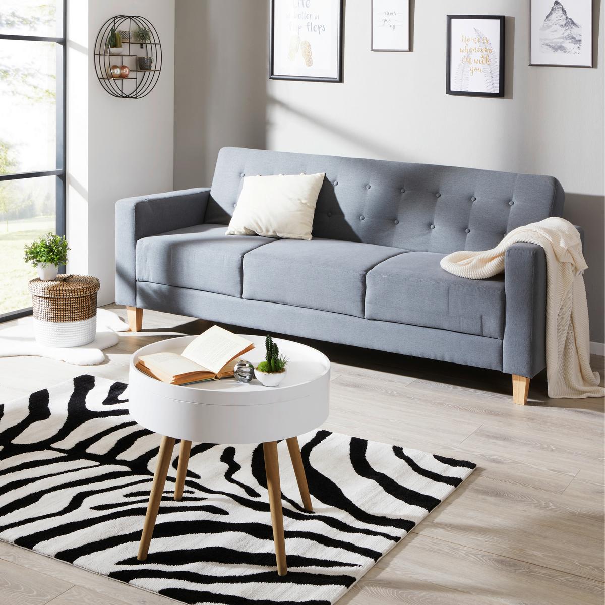 3-sitzer-sofa Mit Schlaffunktion Levi Grau - Naturfarben/Grau, MODERN, Holz/Textil (208/85/88cm) - Ondega
