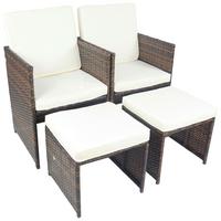 Gartensessel-Set 4-Tlg. Raloso Metall/Kunststoff/Textil - Braun/Weiß, MODERN, Kunststoff/Textil (53/84/53cm) - Ambia Garden