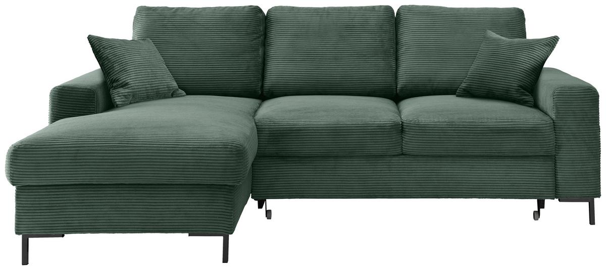 Eckschlafsofa Zona, Dunkelgrün S: 143x237 Cm - Dunkelgrün/Schwarz, KONVENTIONELL, Textil (143/237cm) - Livetastic