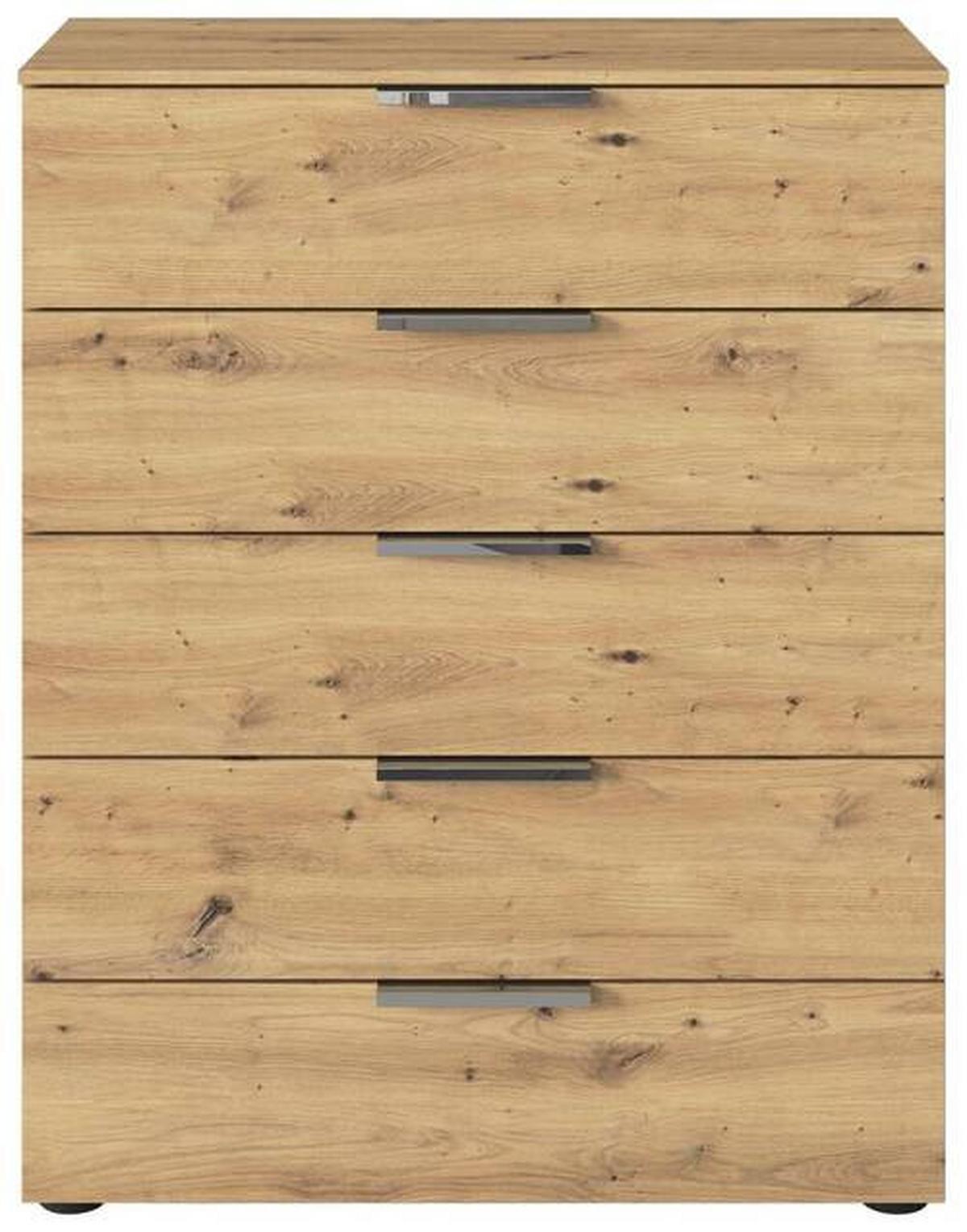 Kommode 80 cm Flipp Eiche/Chromfarben - Chromfarben/Schwarz, MODERN, Holzwerkstoff (80/100/42cm) - Rauch Möbel