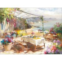 Leinwandbild Whisper Of Summer Aquarellstil 77x57 Cm - Blau/Beige, Basics, Holzwerkstoff (77/57/2cm)