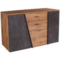 Tálalószekrény Venedig - tölgyfa színű/sötétszürke, Modern, faalapú anyag (150/87/40cm)