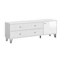 Lowboard Prisma Weiß Hochglanz B: 164 cm - Weiß Hochglanz/Schwarz, Design, Holzwerkstoff (164/56/40cm) - Livetastic