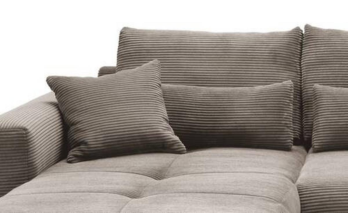 Ecksofa Federico Graubraun S: 188/302 cm - Graubraun/Schwarz, MODERN, Holz/Textil (188/302cm) - MID.YOU