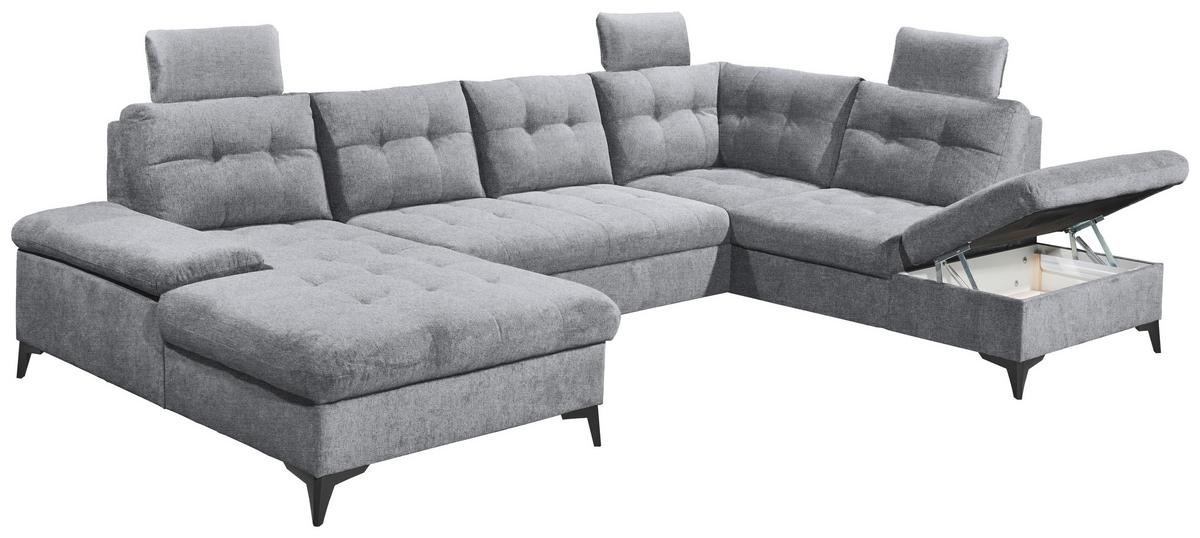 Wohnlandschaft Durban U Grau U: 170/324/218 Cm - Schwarz/Grau, KONVENTIONELL, Textil (170/324/218cm) - MID.YOU