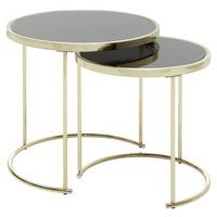 Beistelltisch 2er-Set Cora, Glasplatte Verspiegelt, Gold - Goldfarben, Design, Glas/Metall (42/42/45cm) - MID.YOU