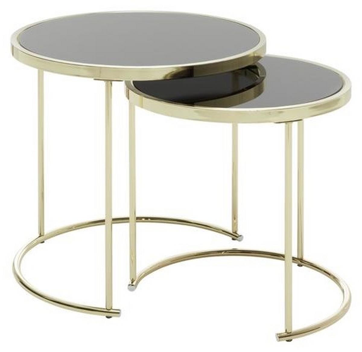 Beistelltisch 2er-Set Cora, Glasplatte Verspiegelt, Gold - Goldfarben, Design, Glas/Metall (42/42/45cm) - MID.YOU