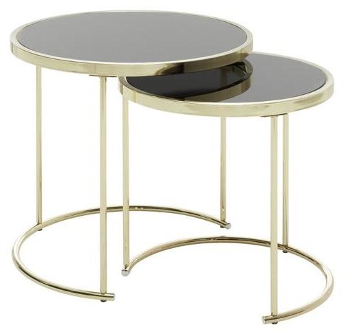 Beistelltisch 2er-set Cora, Glasplatte Verspiegelt, Gold