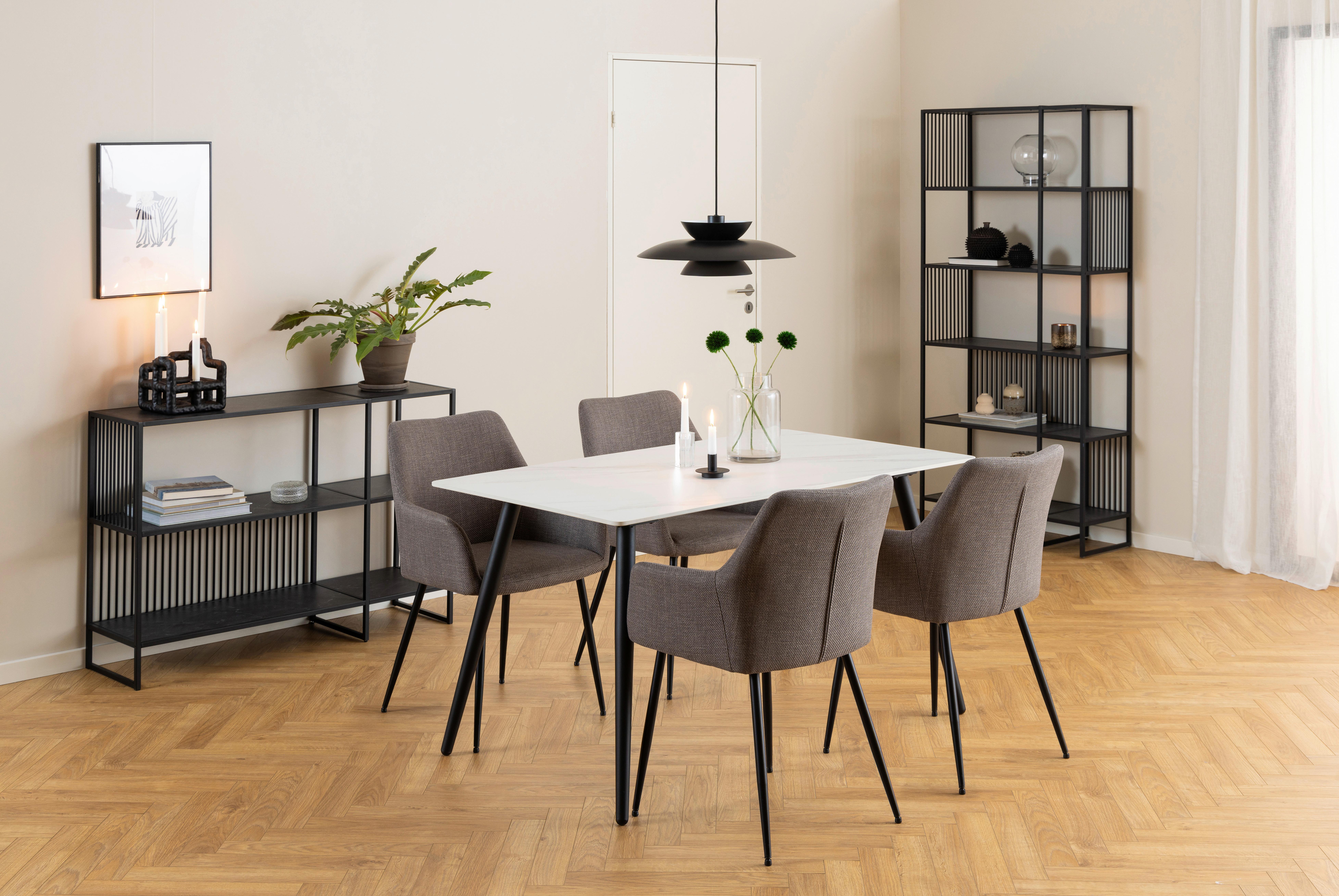 Regál čierna, š: 85 CM - čierna, Design, kov/kompozitné drevo (85/35/185cm) - MID.YOU