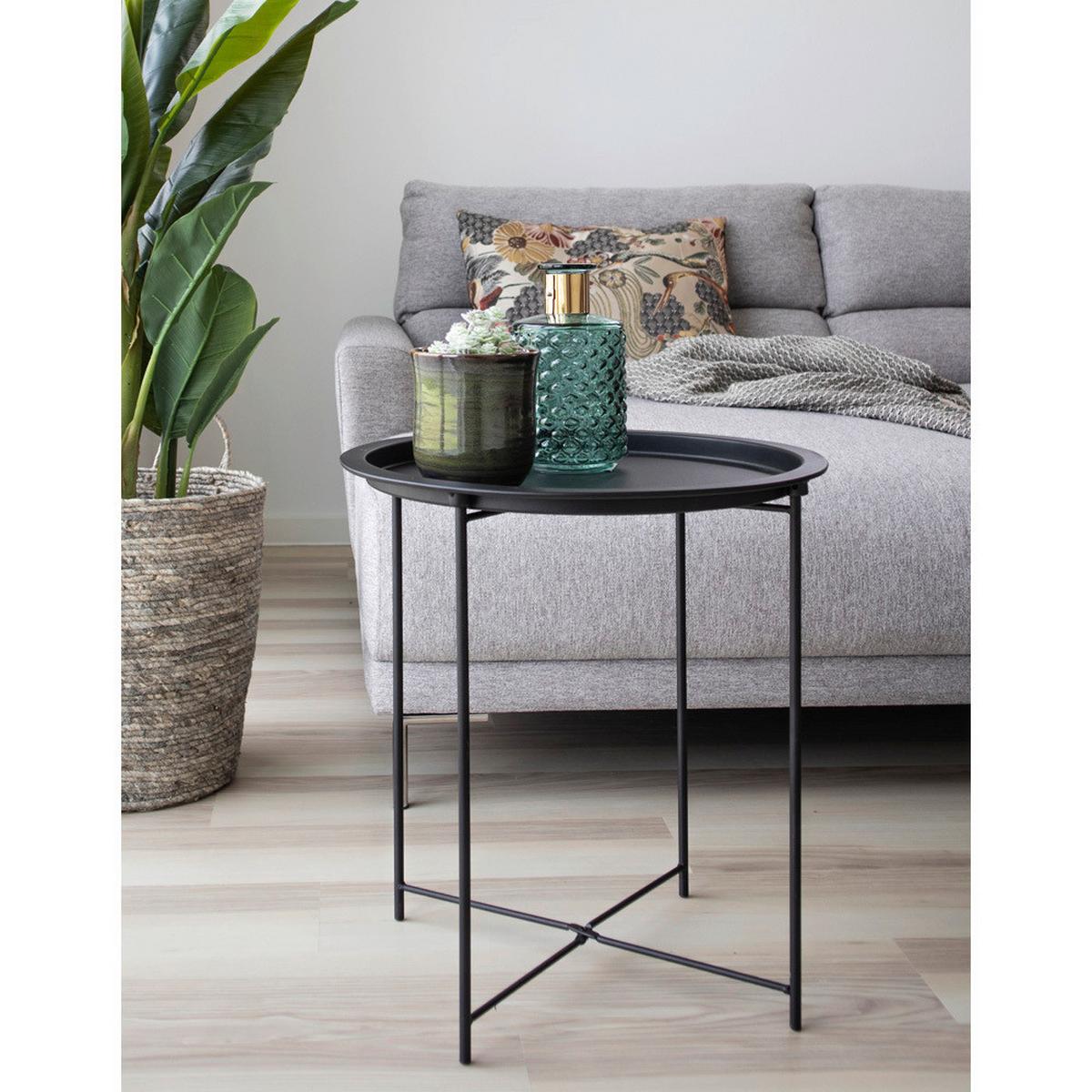 Beistelltisch Bastia Schwarz B: 47cm - Schwarz, Design, Metall (47/47/50cm) - MID.YOU