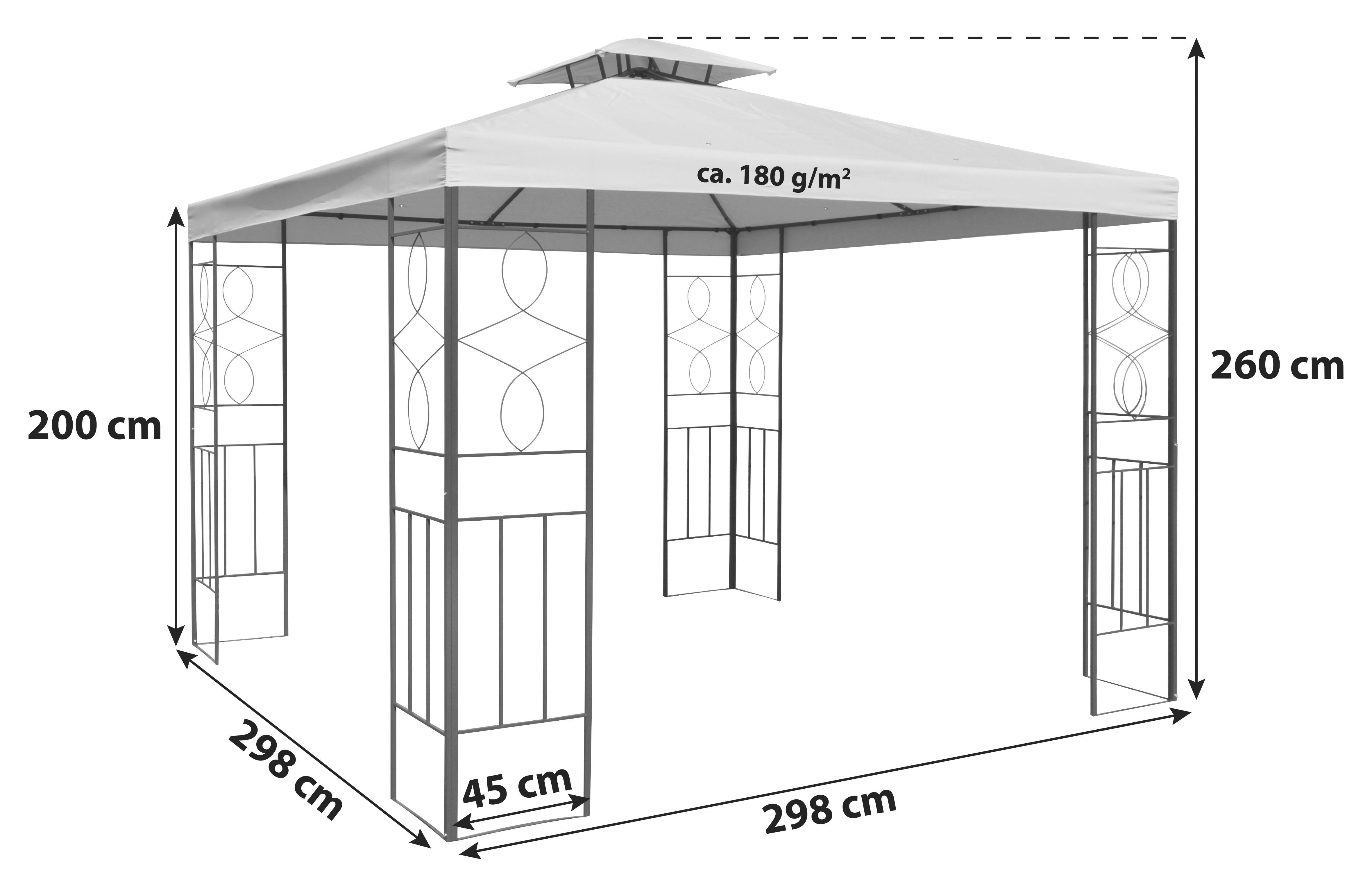Pavillon Beige ca. 3x3x2,6 M - Beige, Basics, Textil/Metall (298/260/298cm)