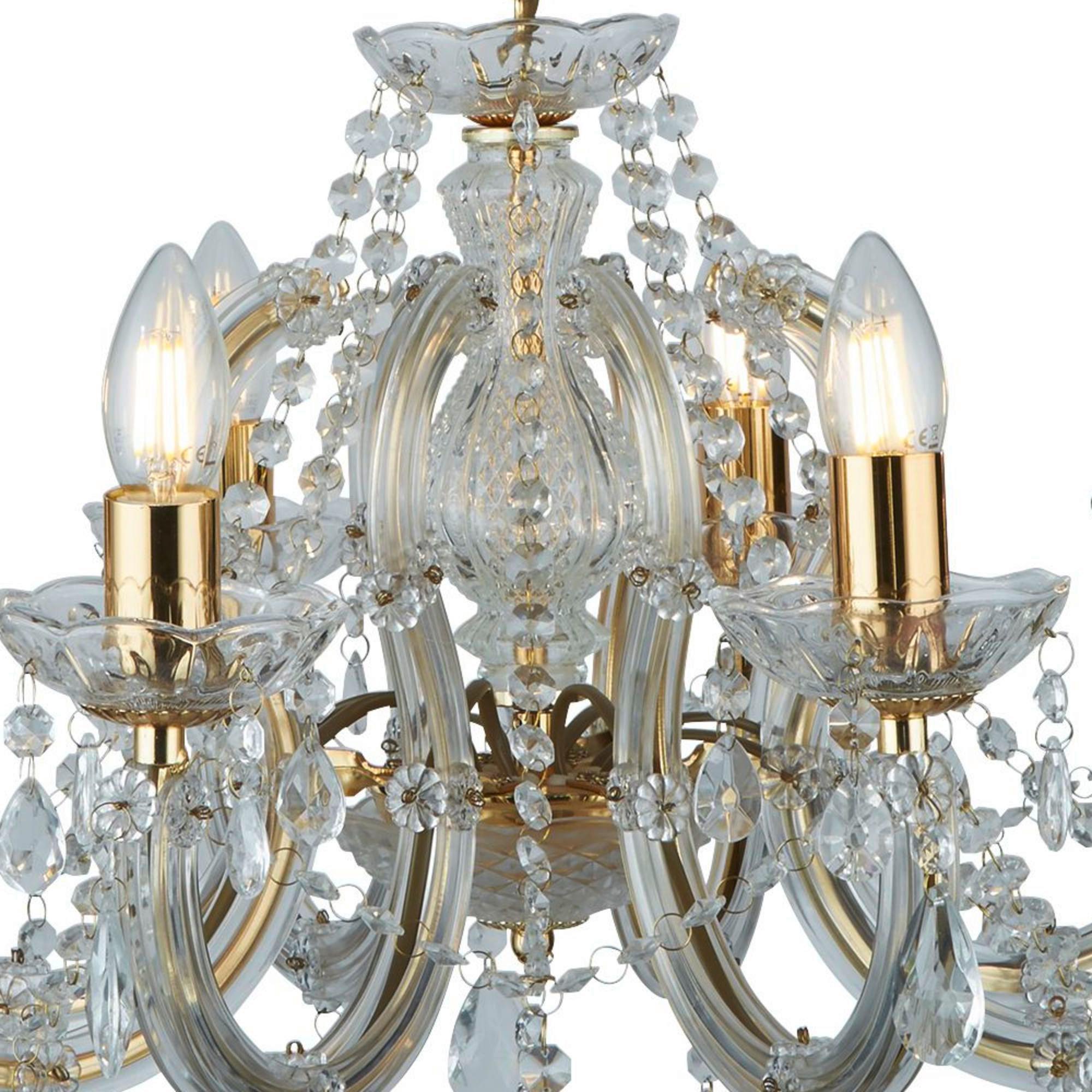 Kronleuchter Marie Therese 9xe14 Golden, Kunststoff/Glas - Goldfarben, KONVENTIONELL, Glas/Kunststoff (61/100cm)