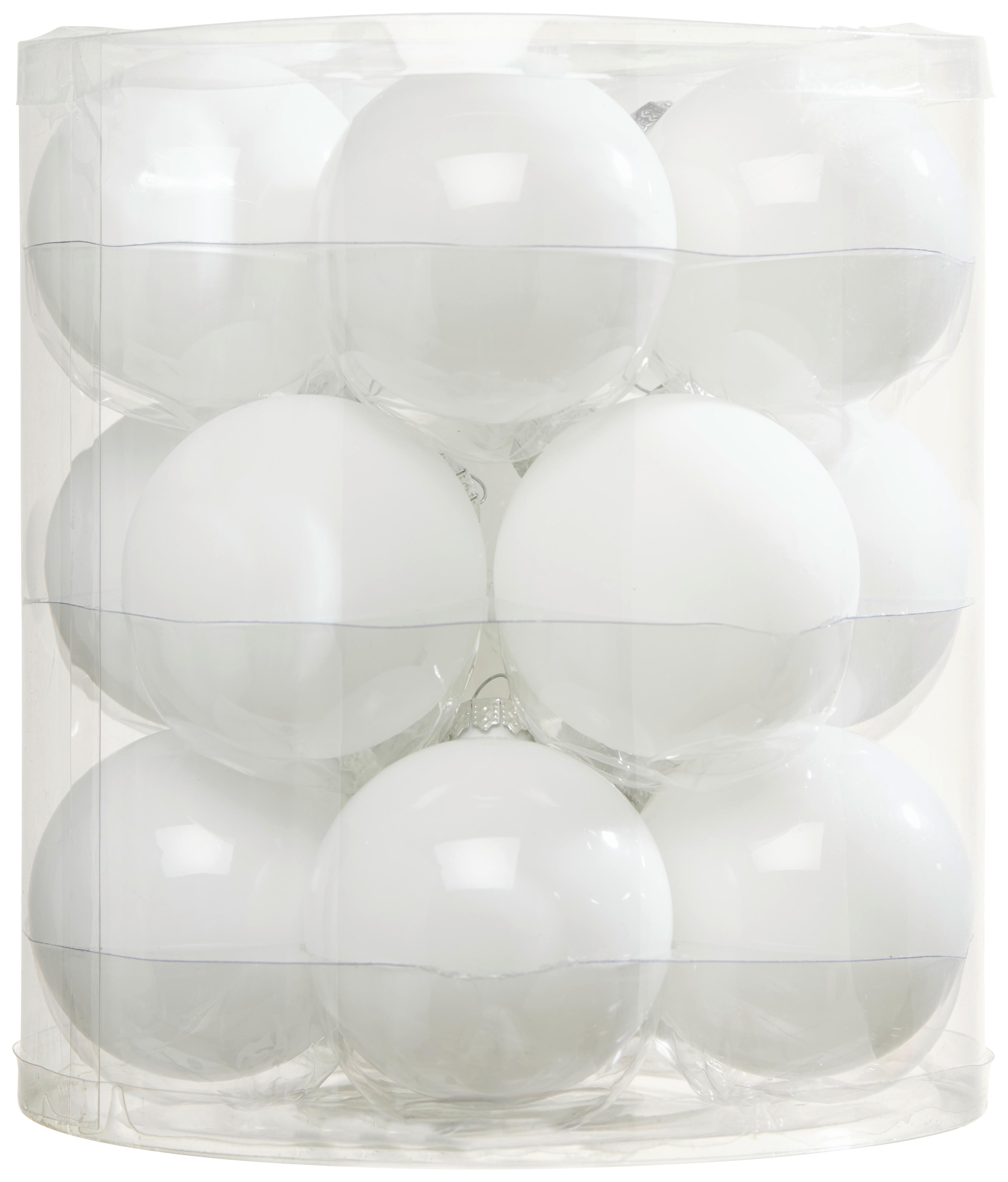 Baňky na vánoční stromeček Noel, Ø: 6cm, 15ks/bal. - bílá, Basics, sklo (6cm) - Modern Living