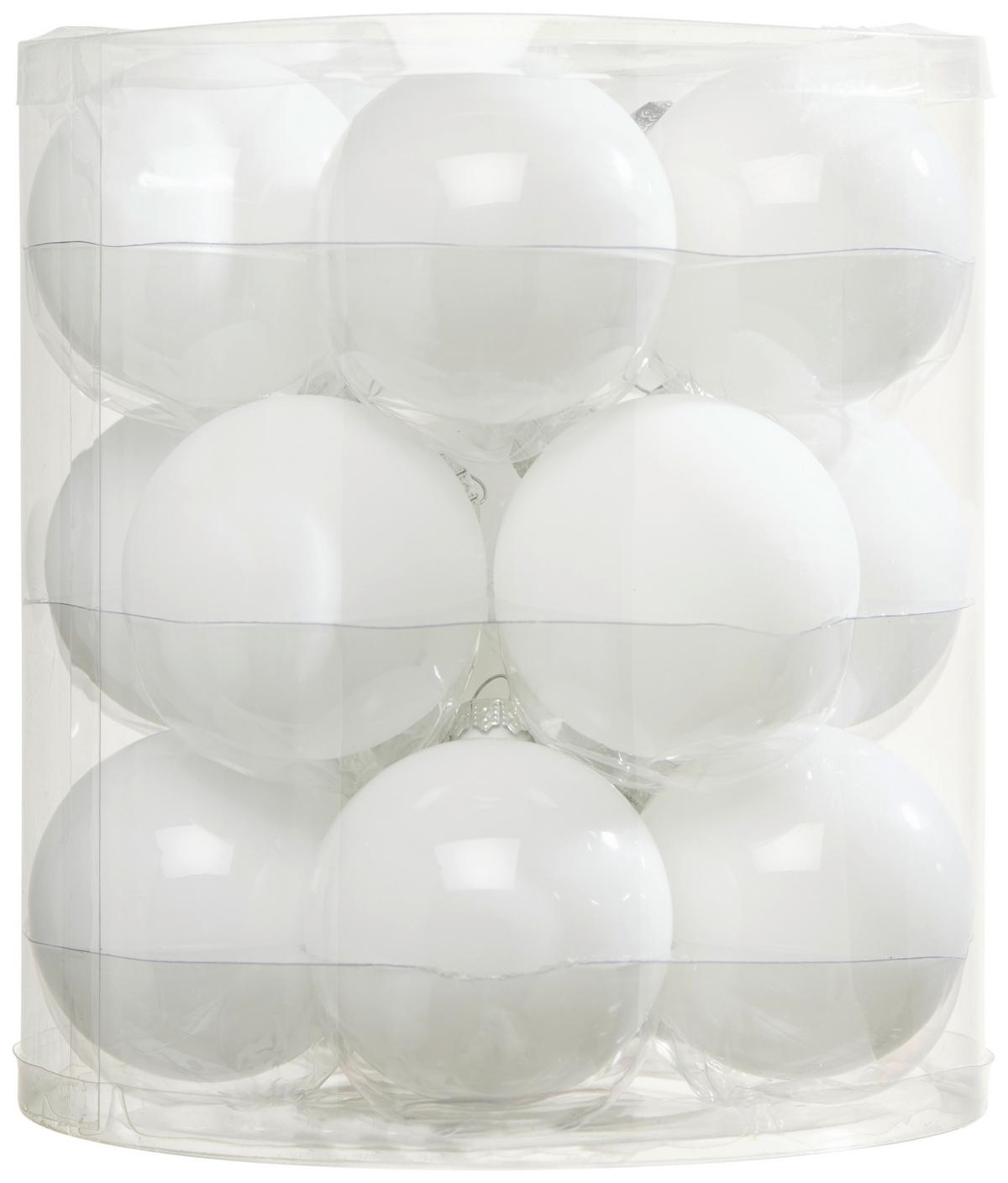 Baňky na vánoční stromeček Noel, Ø: 6cm, 15ks/bal. - bílá, Basics, sklo (6cm) - Modern Living