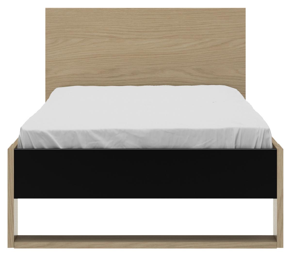 Bett NAEL 90x200 cm - Eichefarben/Schwarz, Basics, Holzwerkstoff (90/200cm)