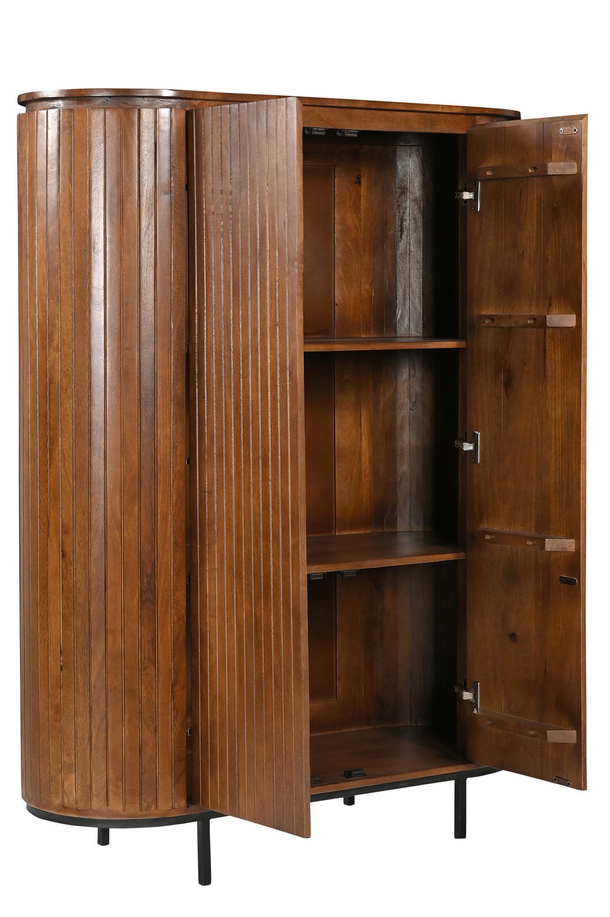 Highboard Mangoholz/Schwarz B: 115cm - Schwarz/Naturfarben, Design, Holz/Metall (115/151/43cm) - MID.YOU
