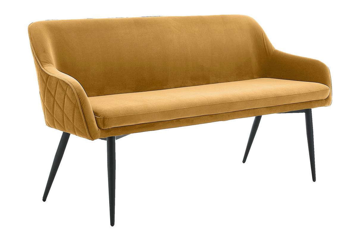 Tischgruppe Akazie Massiv/Senfgelb 6--Teilig. - Senfgelb/Naturfarben, MODERN, Holz/Textil (200/100/76,5cm) - Livetastic