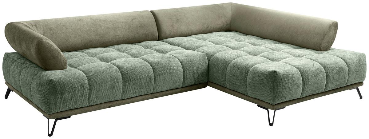 ECKSOFA LARGO N Grün S: 262x184 cm - Schwarz/Grün, MODERN, Textil (262/184cm) - MID.YOU