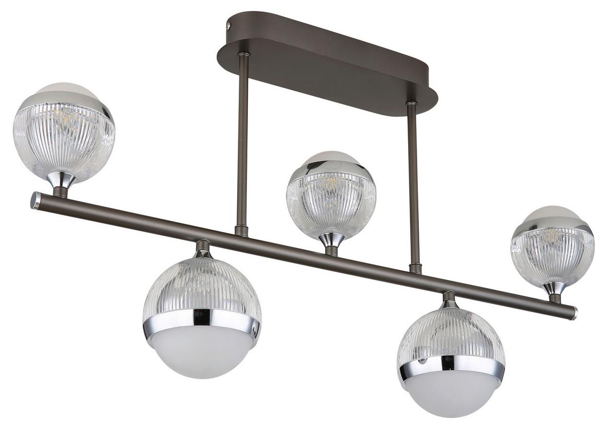 LED-Deckenleuchte 56011-5d - Klar/Chromfarben, KONVENTIONELL, Kunststoff/Metall (65/11/37cm) - Globo