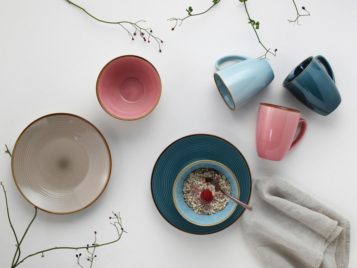 Kaffeeservice Keramik 4 Personen Geschirr Set - Multicolor, Keramik - Creatable