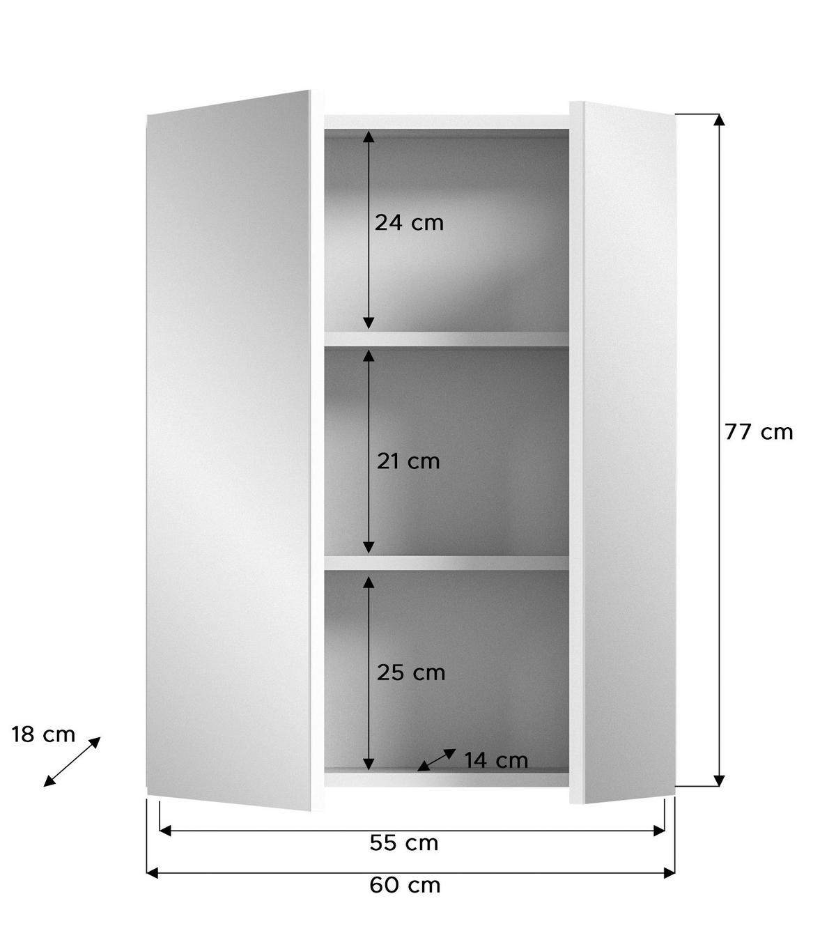 Badezimmer Vira 2--teilig. Weiß inkl. LED - Weiß Hochglanz/Schwarz, MODERN, Holzwerkstoff (60cm) - MID.YOU
