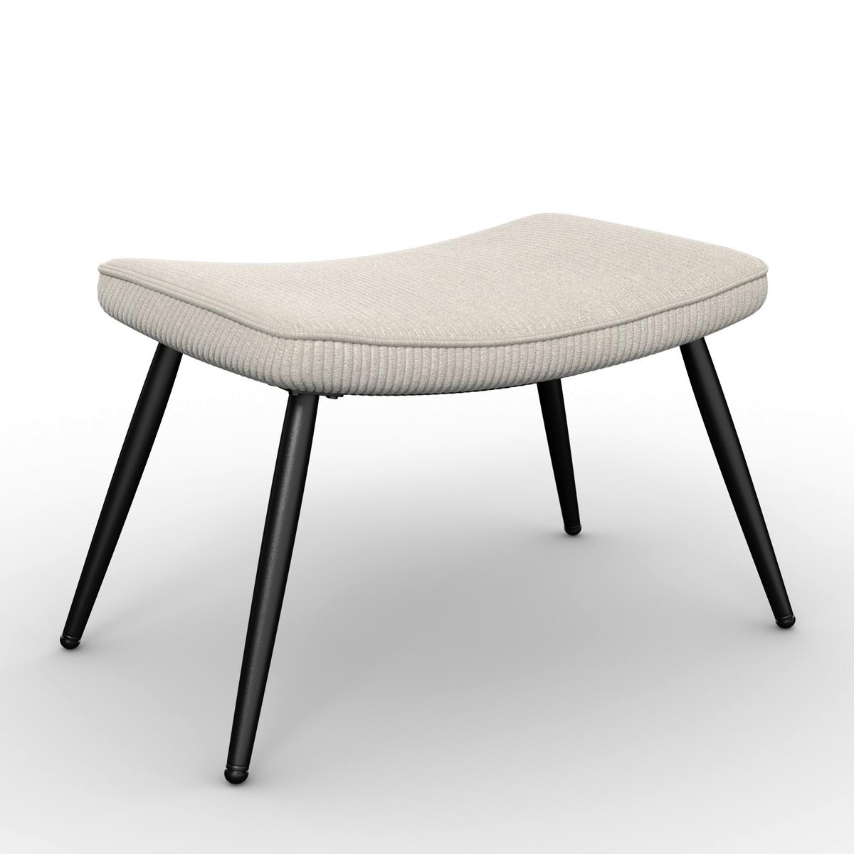 Kreslo s taburetkou AURORA, krémový menčester, max. 120 kg - čierna/krémová, Modern, kov/drevo (68/98/74cm) - Bessagi Home