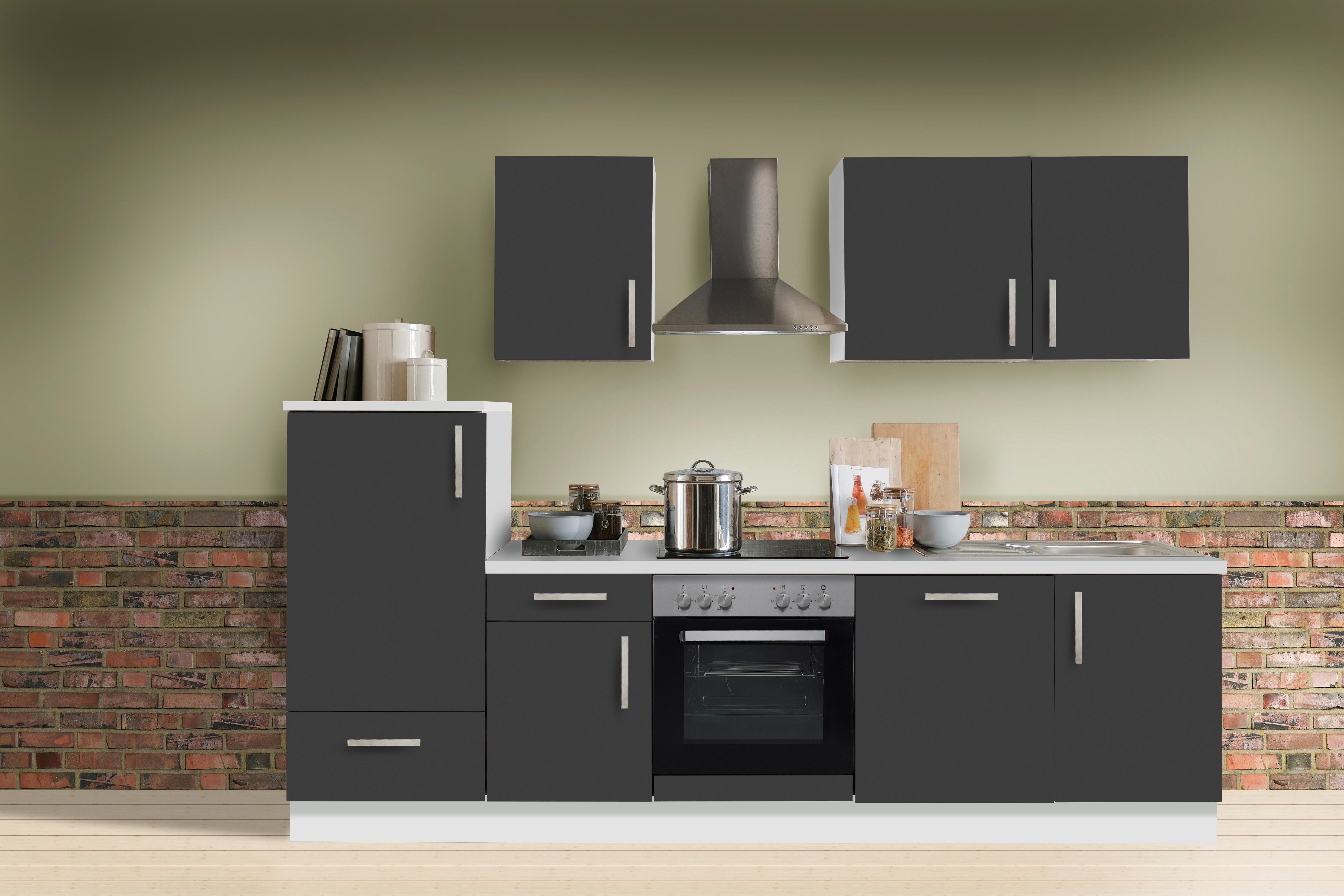 Küchenblock White-Premium - Schieferfarben/Weiß, KONVENTIONELL, Holzwerkstoff (280cm) - Menke