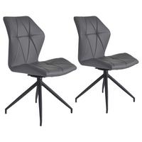 Esszimmerstuhl Imke Grau/ Schwarz Gepolstert 2-er Set - Schwarz/Grau, KONVENTIONELL, Textil/Metall (52/90,5/62cm) - MID.YOU