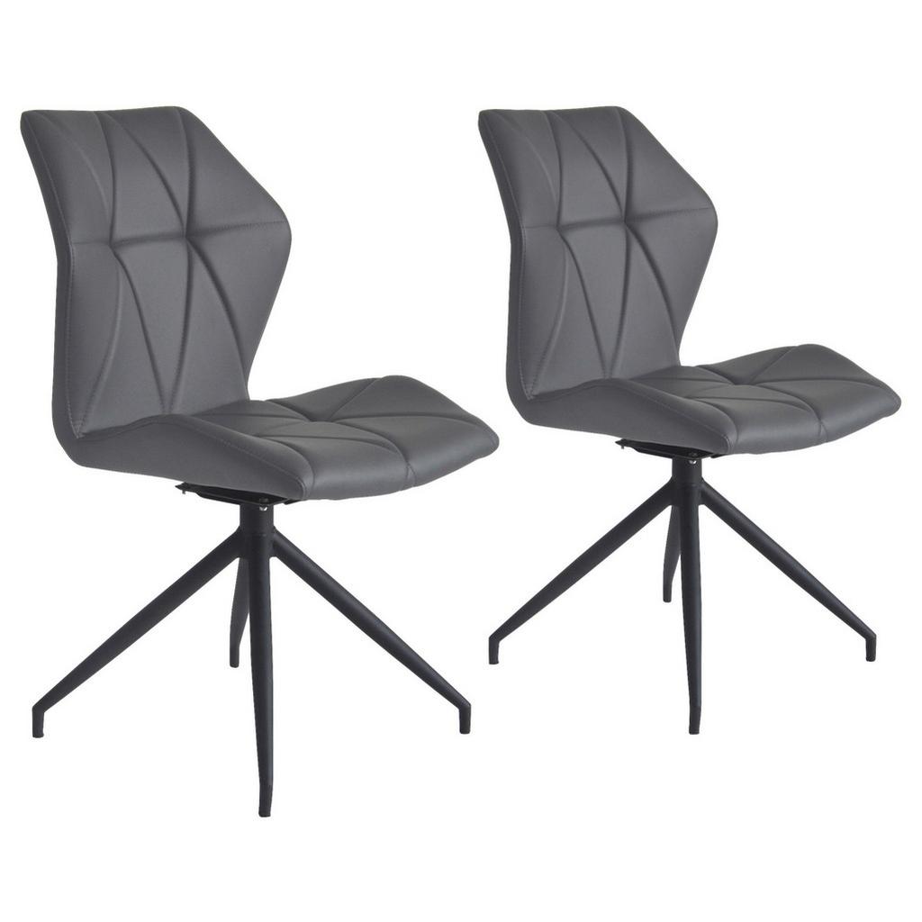 Esszimmerstuhl Imke Grau/ Schwarz Gepolstert 2-er Set