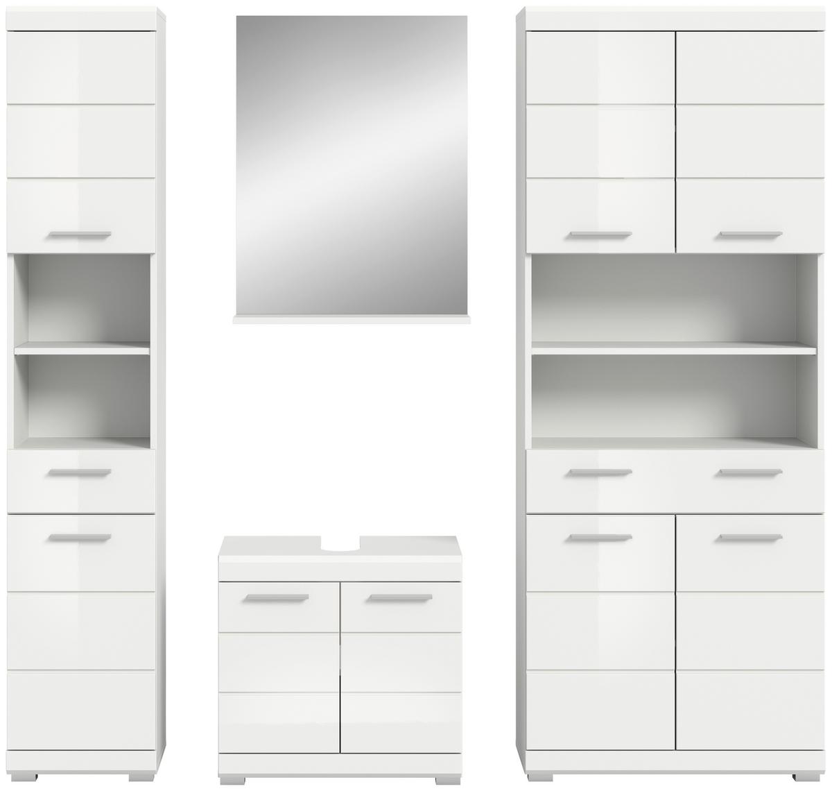 Badezimmer Scout Weiß B: 171 Cm - Weiß Hochglanz/Silberfarben, MODERN, Holzwerkstoff (171cm) - MID.YOU