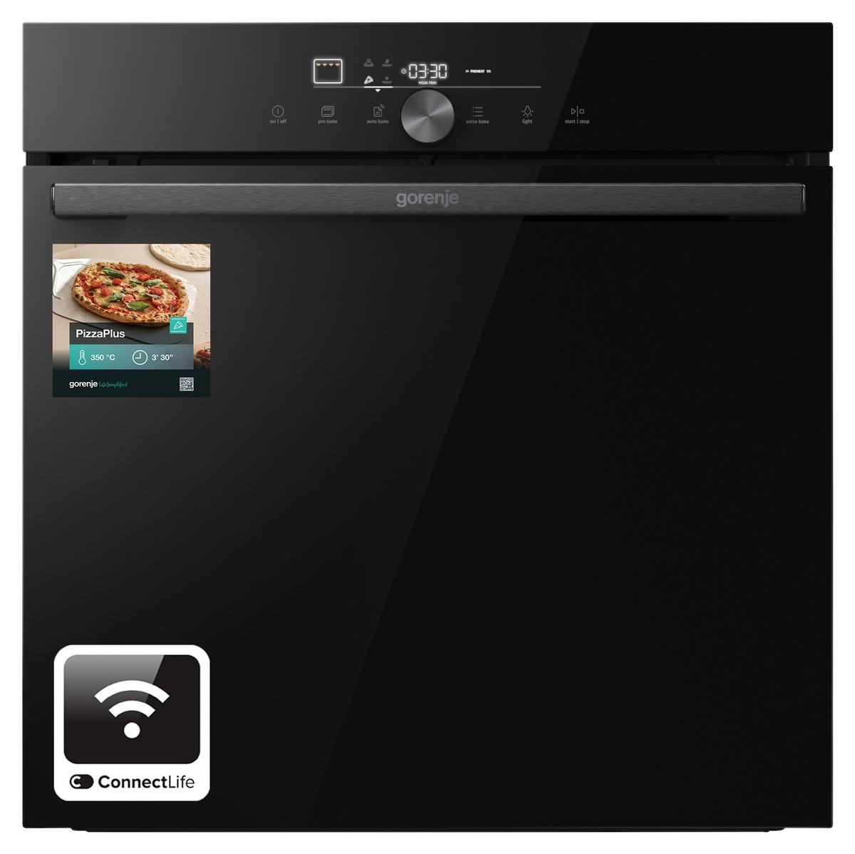 Einbaubackofen Go66e Pizza350c - Schwarz, MODERN, Glas/Metall (59,5/59,5/56,4cm) - Gorenje