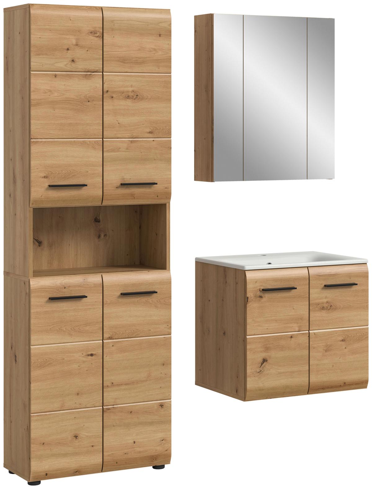 Badezimmer Ice Eiche Artisan Dekor B: 120cm - Schwarz/Eiche Artisan, Basics, Keramik/Holzwerkstoff (120cm) - MID.YOU