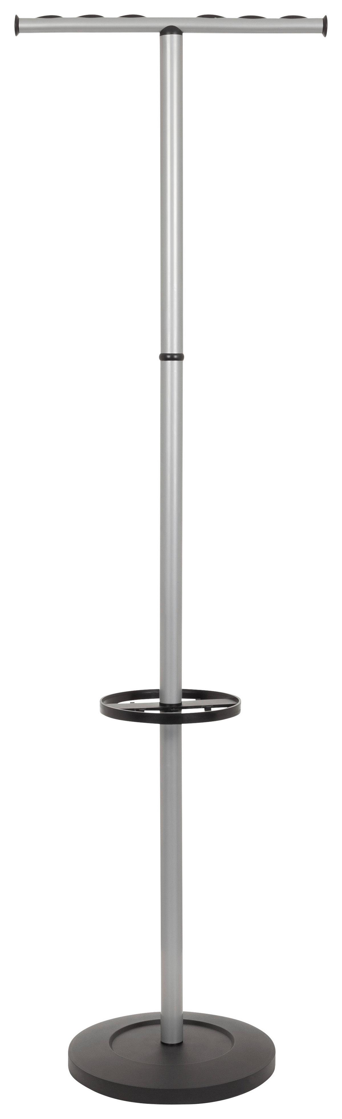 Kleiderständer Space I Schwarz /silber Stahl 2 Haken H: 172cm - Silberfarben/Schwarz, MODERN, Stein/Metall (49/172/35cm) - MID.YOU