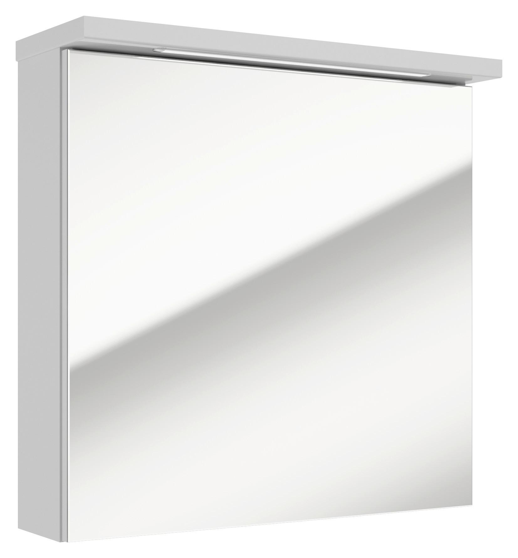 Spiegelschrank Rima Mit Led 1 Tür BxHxT: 61x60x20 cm - Weiß, Basics, Glas/Holzwerkstoff (61/60/20cm) - MID.YOU