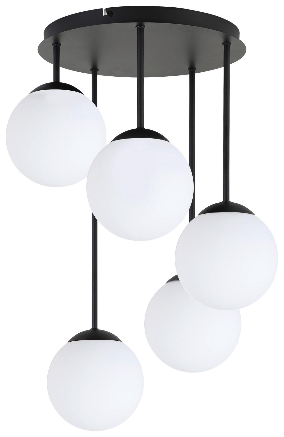 Deckenleuchte Whit - Schwarz/Weiß, MODERN, Glas/Metall (42/59.5cm)