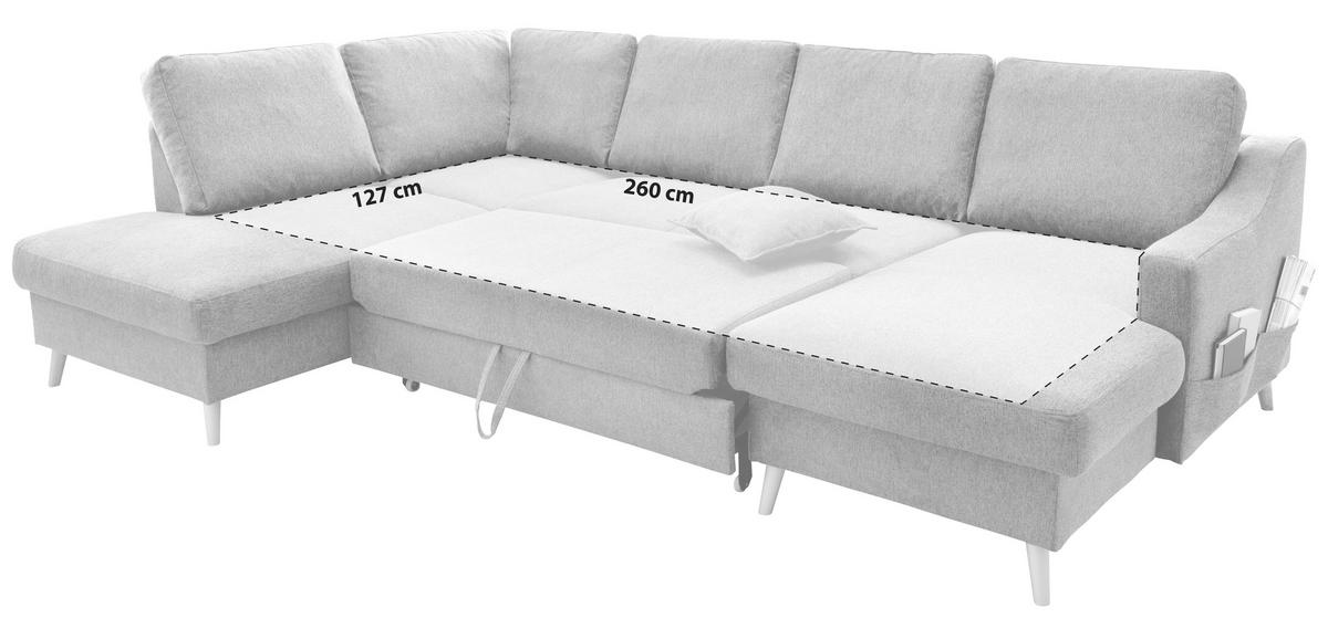 Wohnlandschat Valentina Mit Schlaffunktion Bordeaux - Bordeaux/Naturfarben, KONVENTIONELL, Textil (200/301/150cm) - P & B