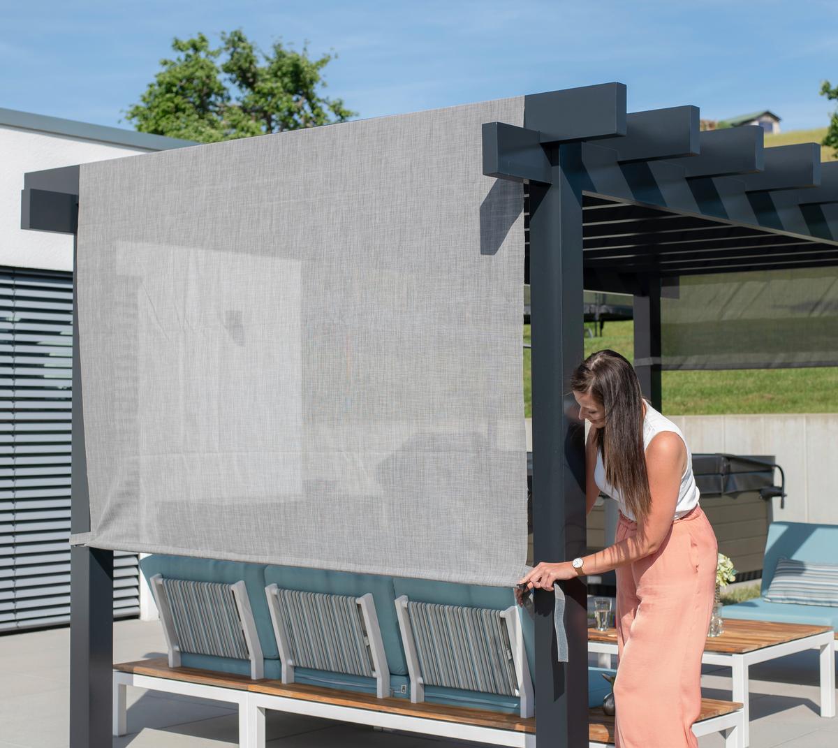 Pavillon Pavillon - Anthrazit/Weiß, KONVENTIONELL, Textil/Metall (295/253/495cm)