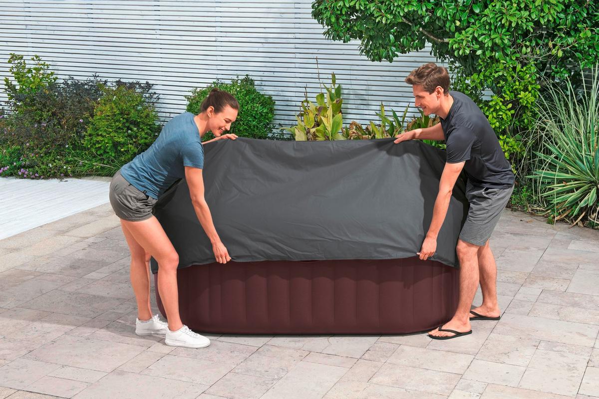 Whirlpoolabdeckung Daniela - Dunkelgrau, KONVENTIONELL, Kunststoff (201/201/80cm) - Bestway