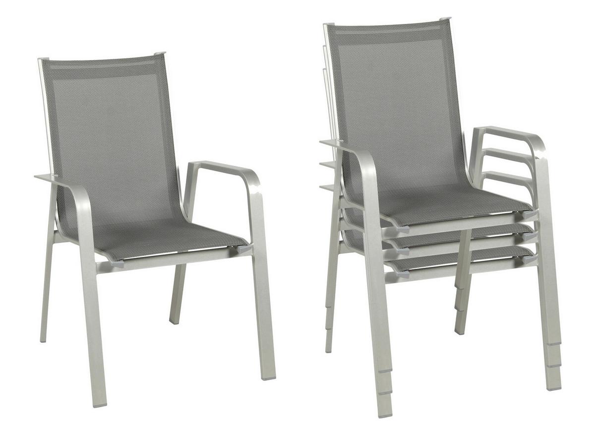 Gartengarnitur 5-teilig Urban Aluminium/textil - Platinfarben/Dunkelgrau, Basics, Textil/Metall (160/90/72cm) - Acamp
