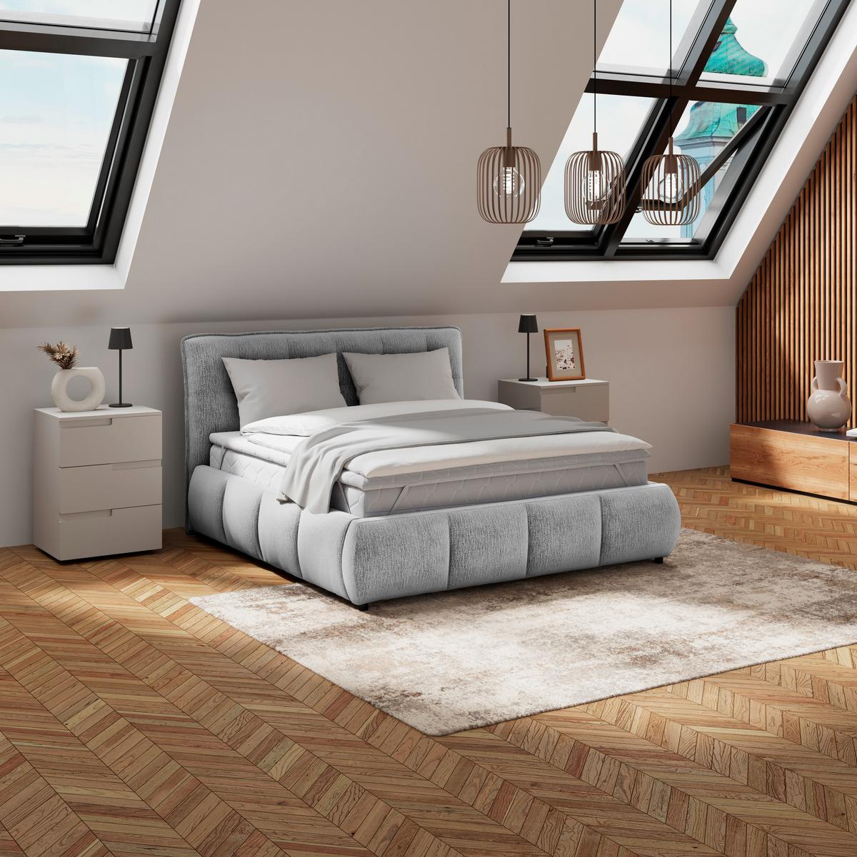 Polsterbett Limo Hellgrau 140x200 cm - Hellgrau/Schwarz, KONVENTIONELL, Holz/Holzwerkstoff (140/200cm) - James Wood