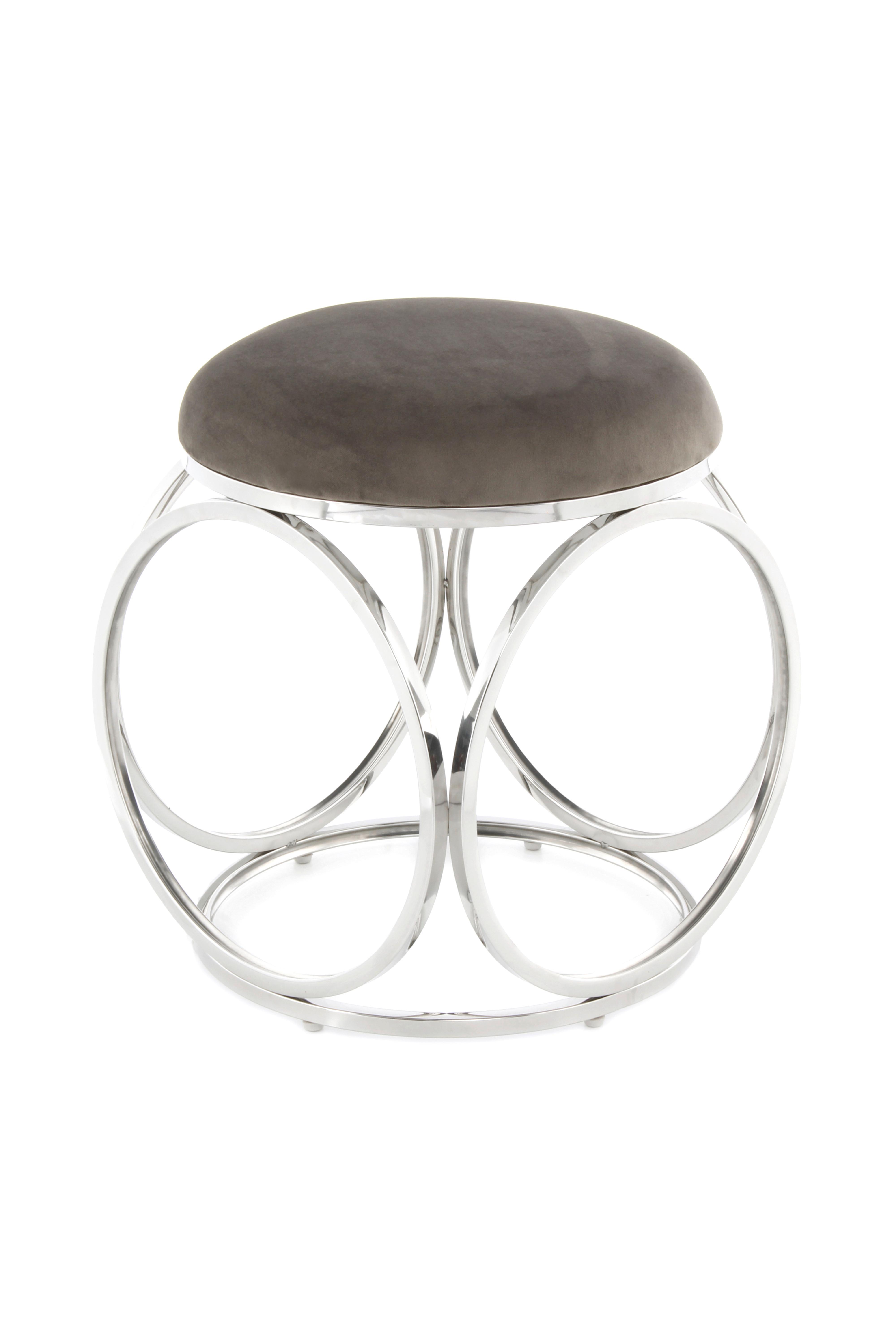 Hocker Whitney 325 Silberfarben/Grau B: 40 cm - Silberfarben/Grau, Design, Textil/Metall (40/49/40cm) - Kayoom