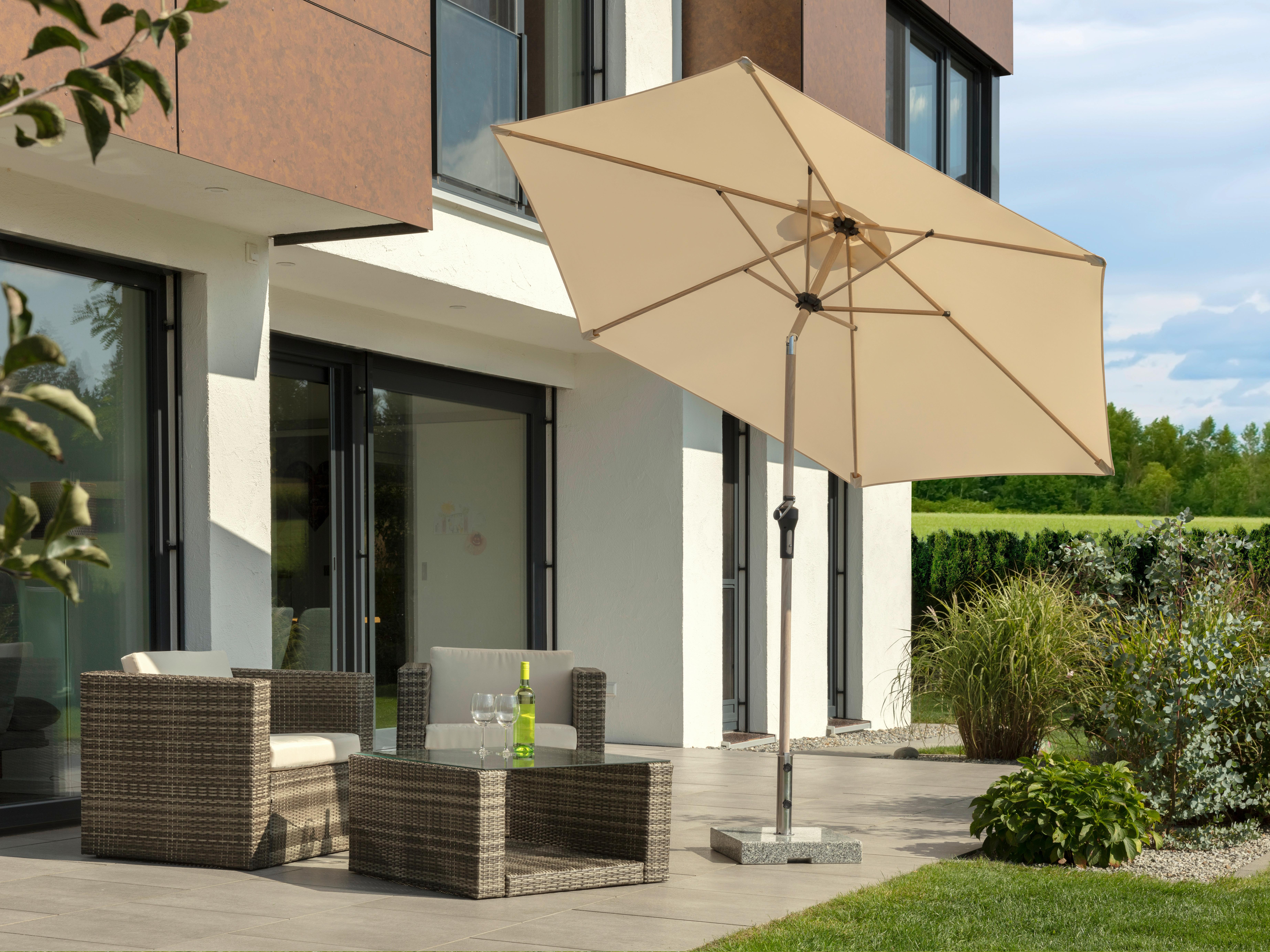 Sonnenschirm Cordoba BxHxT: 270x236x270 cm Naturfarben - Eichefarben/Naturfarben, Basics, Textil/Metall (270/236/270cm) - Schneider