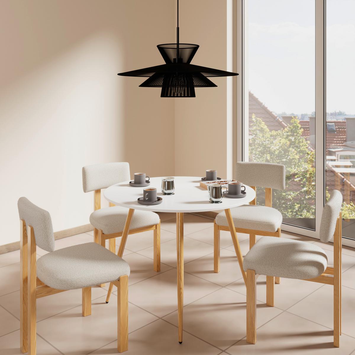 Jedálenský stôl JOHN 100 - biela/farba duba, Modern, kov/kompozitné drevo (100/75cm) - Bessagi Home