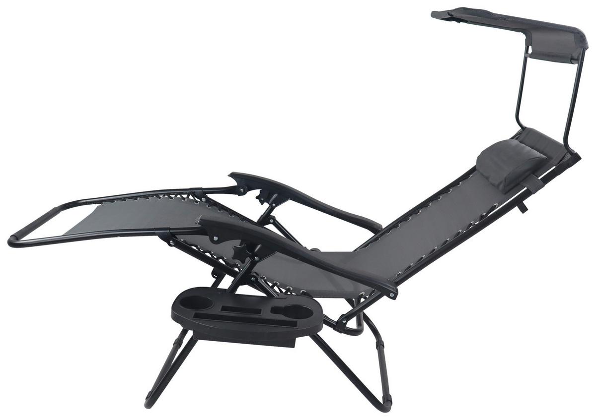 Gartenliege Maltosa Xl Klappbar, Hellgrau - Hellgrau, MODERN, Textil/Metall (64/133/91cm) - Gardenson