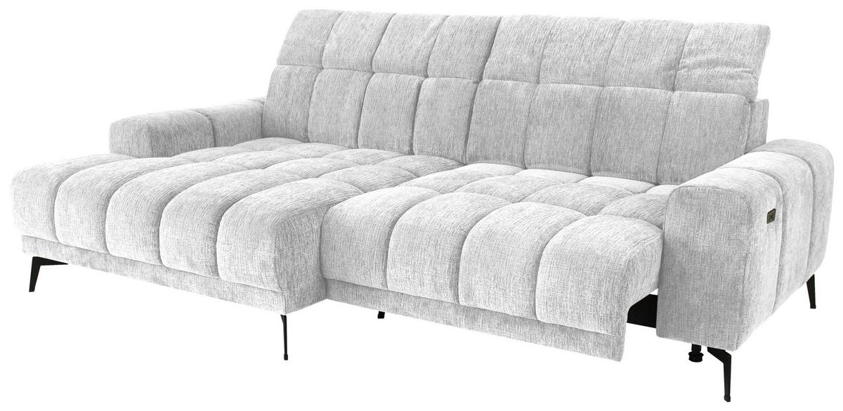 Rohová sedačka LAYA, levá, stříbrná žinylka KANSAS - barvy stříbra, Moderní, textil (155/250cm) - Premium Living