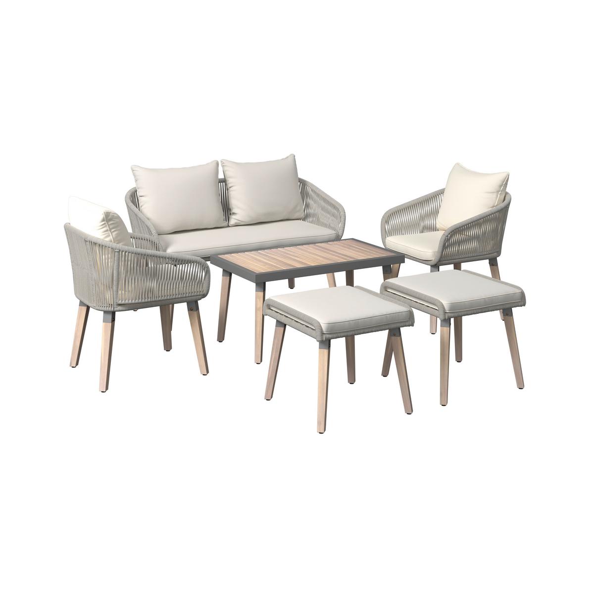 TERASOVÁ SEDACIA SÚPRAVA ELODIE - hnedá/čierna, Modern, drevo/textil - Bessagi Garden