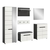 Garderobe Canu 6-Teilig Weiß/Basalt Grau B: 255 cm - Weiß, Design, Holzwerkstoff (255/190/37cm) - Livetastic