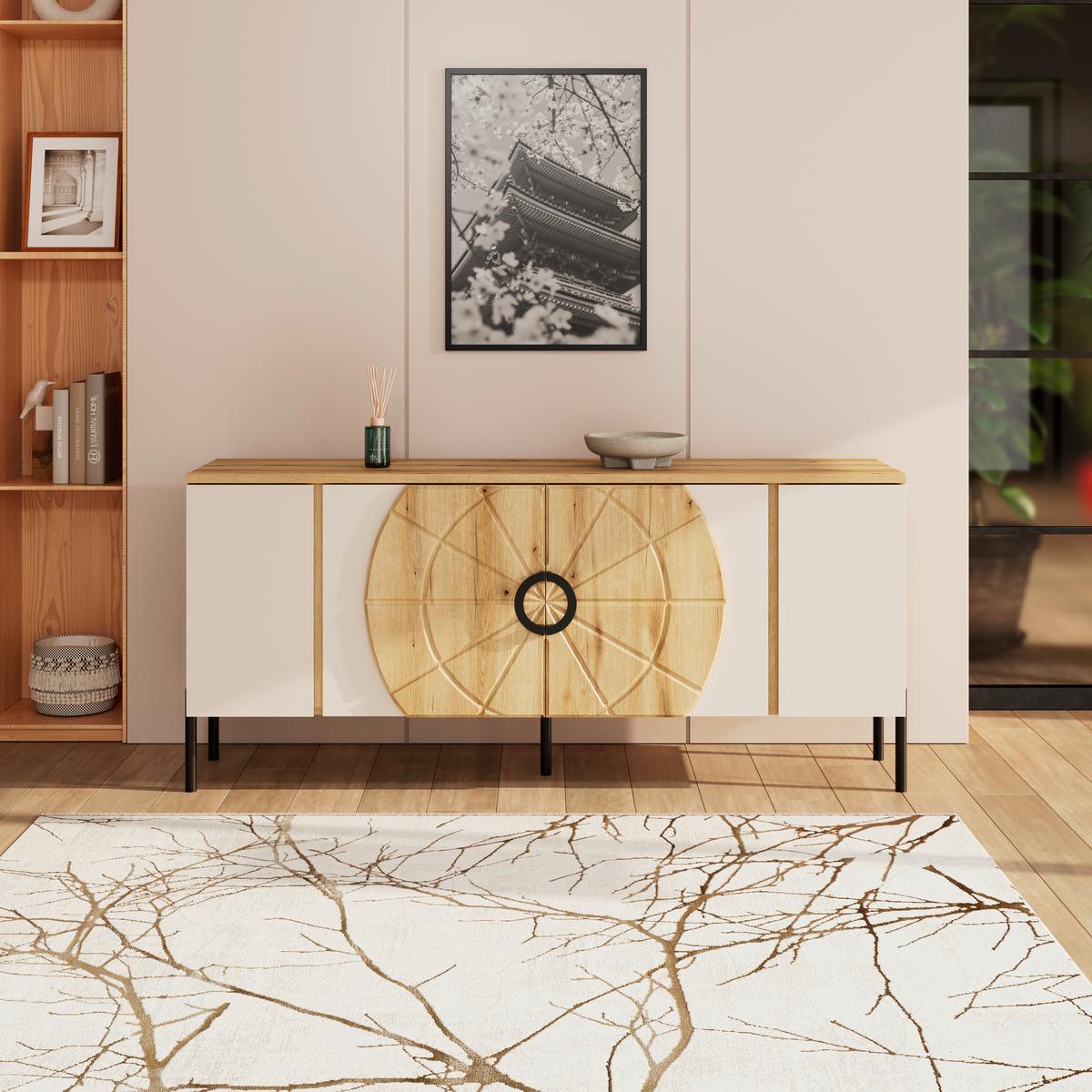 Phonotisch Hong Kong Eichefarben Kaschmir B: 160 cm - Kaschmir/Eichefarben, Trend, Holzwerkstoff (160/71,9/37,5cm)