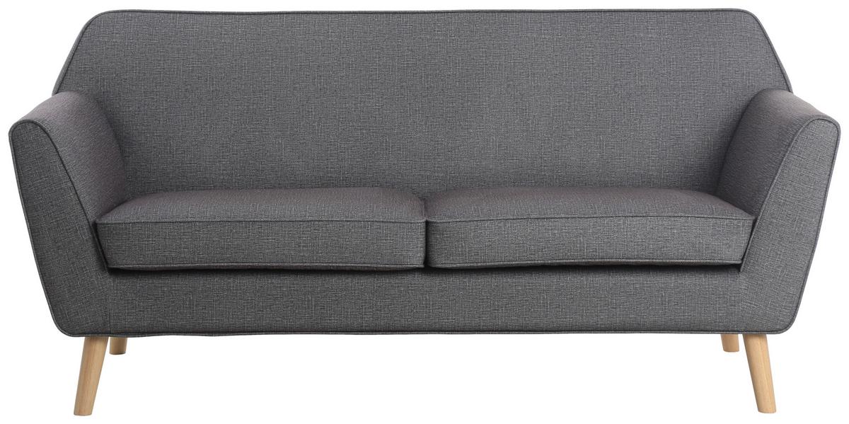 3-Sitzer-Sofa Lara - Dunkelgrau/Naturfarben, KONVENTIONELL, Holz/Textil (178/83/79cm) - P & B