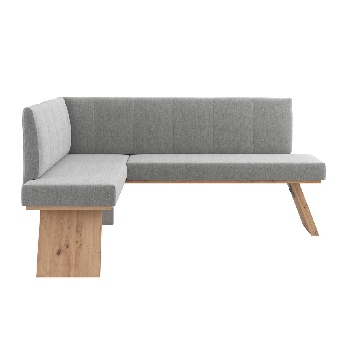 Eckbank Emma Ii - Eichefarben/Hellgrau, KONVENTIONELL, Holzwerkstoff/Textil (140/160cm)